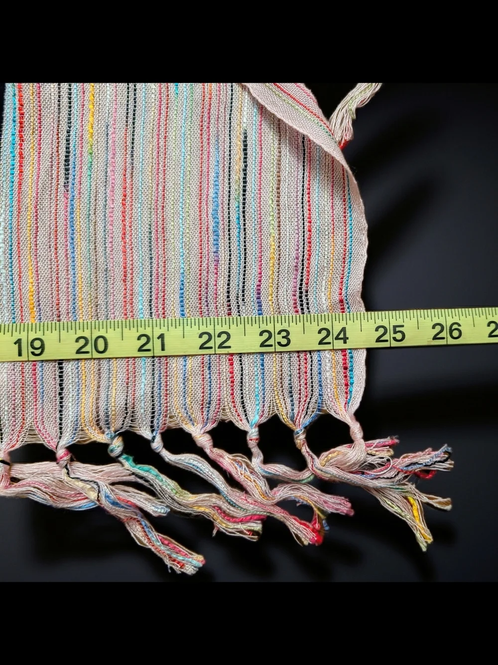Artisan-Style Mixed Fiber Soft Pink Striped Fringe Shimmering Scarf Wrap 24